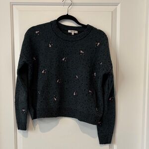Madewell Black Sweater with Pink Accents